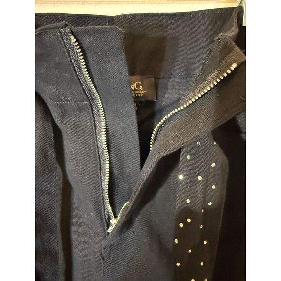 Flying Tomato Black Flare Denim Pants with Rhinestone Polka Dot Tie Belt Ml - Picture 4 of 8